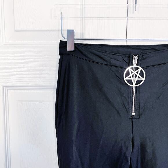 Killstar Sin With Me Disco Black Nylon Pentagram Leggings - Picture 2 of 6